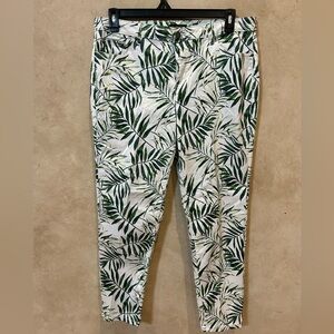 Needle & Cloth Leaf Print jeans size 16 skinny ankle cruise chic elegant comfort